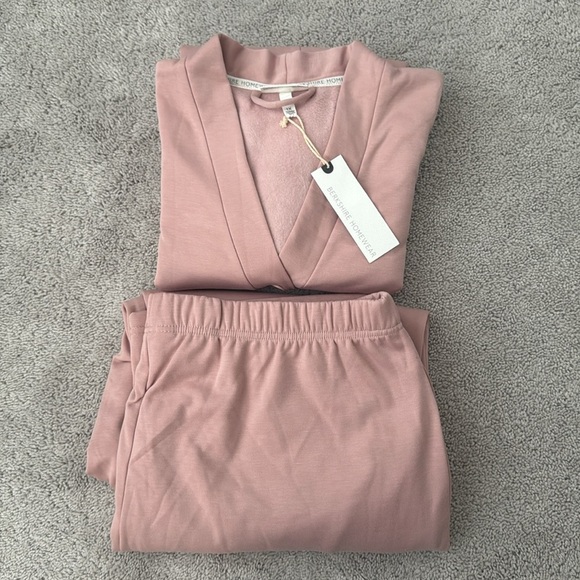 Berkshire Homewear French Terry Cardigan & Flare Pant Set | Size 1X | Pink - Picture 7 of 11